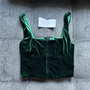Elegant Green Velvet Women's Crop Top
